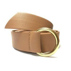 B-Low the Belt Tan Leather Belt with Gold Ring Buckle